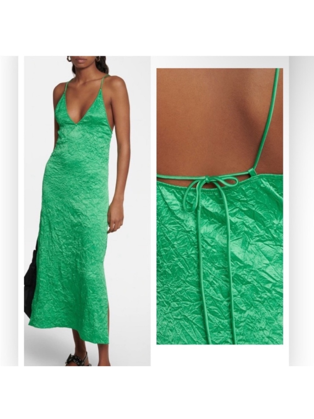 Ganni Slip Maxi Dress with V-Neck
